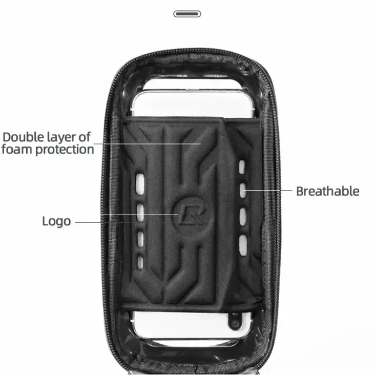 Waterproof Bicycle Front Phone Bag with Touchscreen, Fits 6.5-Inch Phones
