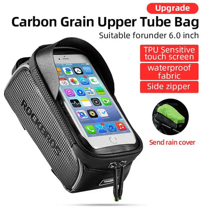 Waterproof Bicycle Front Phone Bag with Touchscreen, Fits 6.5-Inch Phones
