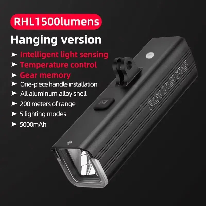 1,500LM / 1,000LM Type-C Rechargeable Aluminum Bicycle Front Light