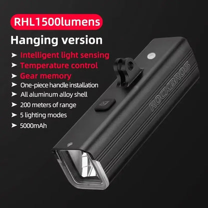 1,500LM / 1,000LM Type-C Rechargeable Aluminum Bicycle Front Light