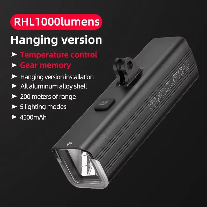 1,500LM / 1,000LM Type-C Rechargeable Aluminum Bicycle Front Light