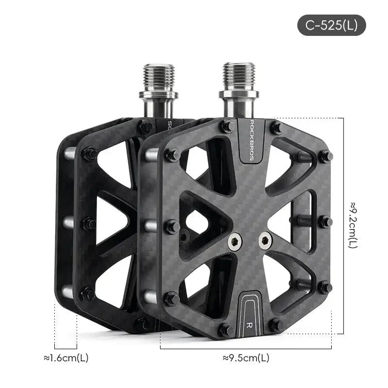 Rockbros 3-Bearing Carbon Fiber Bike Pedals, Ultra-Light Anti-Slip MTB & Road Cycling Pedals