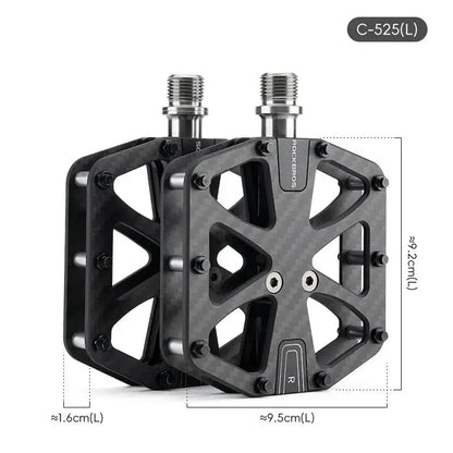 Rockbros 3-Bearing Carbon Fiber Bike Pedals, Ultra-Light Anti-Slip MTB & Road Cycling Pedals