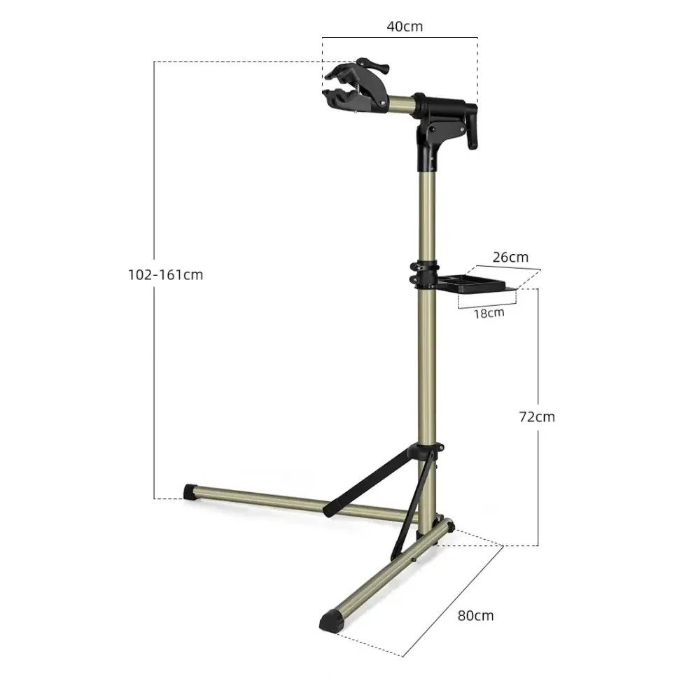 Adjustable Foldable Bicycle Repair Stand with Tool Tray