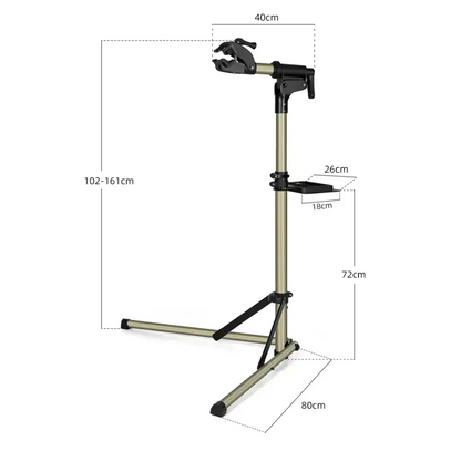 Adjustable Foldable Bicycle Repair Stand with Tool Tray