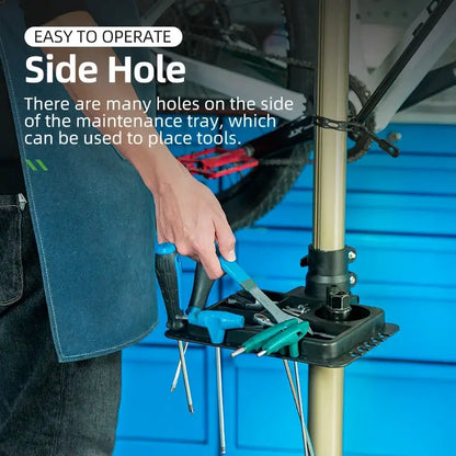 Adjustable Foldable Bicycle Repair Stand with Tool Tray