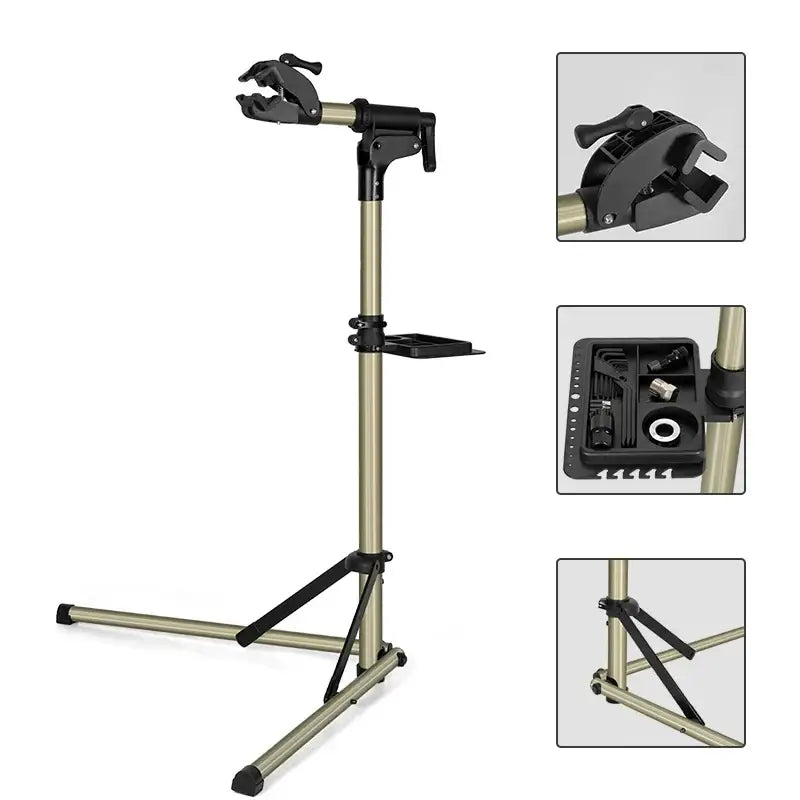 Adjustable Foldable Bicycle Repair Stand with Tool Tray