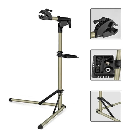 Adjustable Foldable Bicycle Repair Stand with Tool Tray