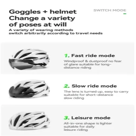 Adjustable Cycling Helmet 58–62cm with Integrated Magnetic Goggles