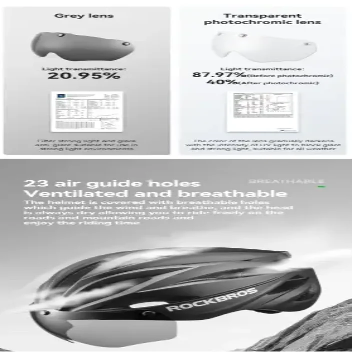 Adjustable Cycling Helmet 58–62cm with Integrated Magnetic Goggles