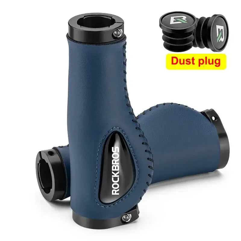 Leather & Silicone MTB Bicycle Grips