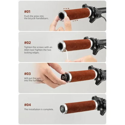 Leather & Silicone MTB Bicycle Grips