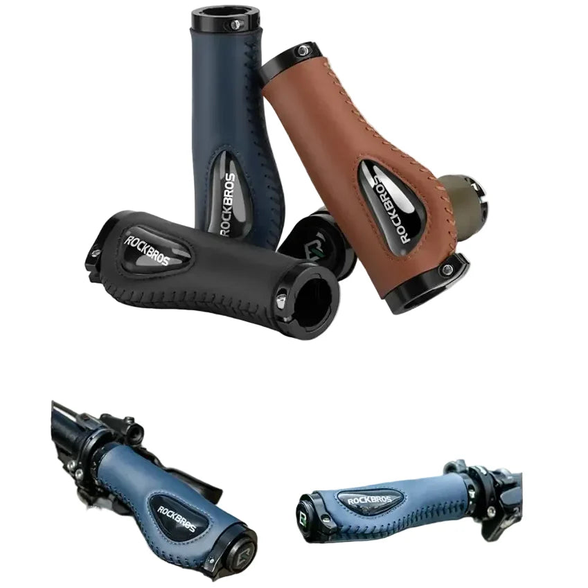 Leather & Silicone MTB Bicycle Grips