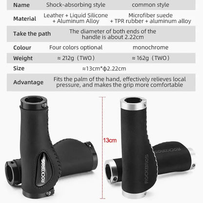 Leather & Silicone MTB Bicycle Grips