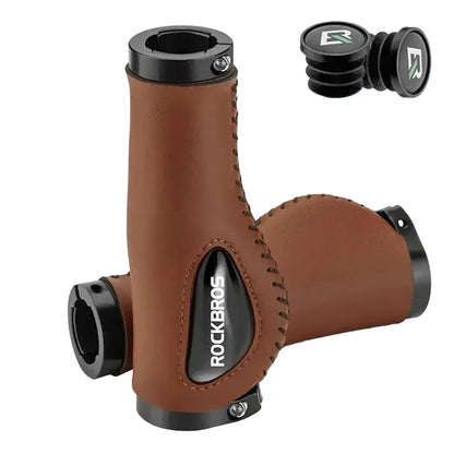 Leather & Silicone MTB Bicycle Grips