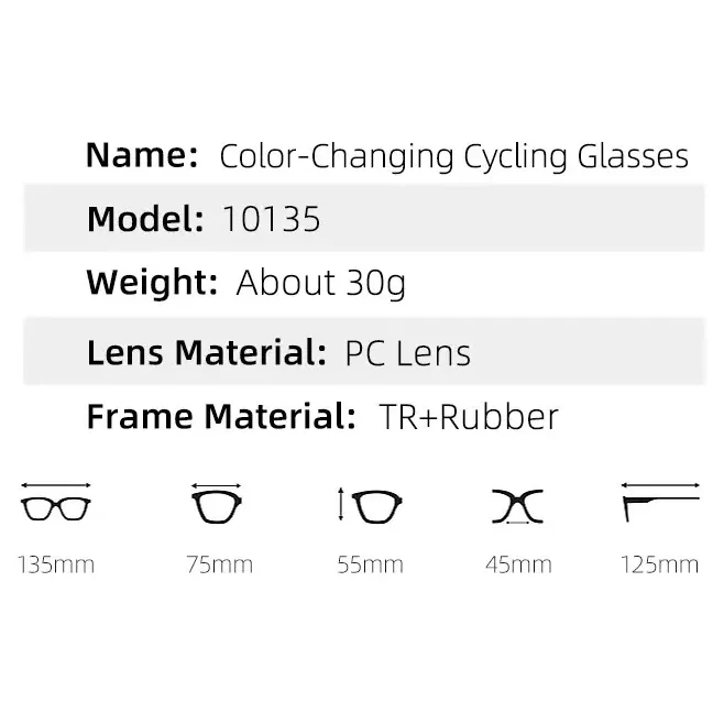 Photochromic Cycling Glasses UV400 Sports Sunglasses