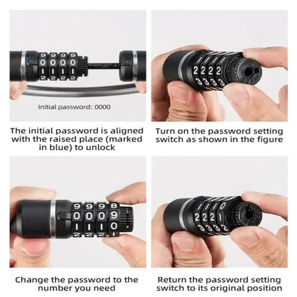 Rockbros 4-Digit Combination Steel Cable Bicycle Lock