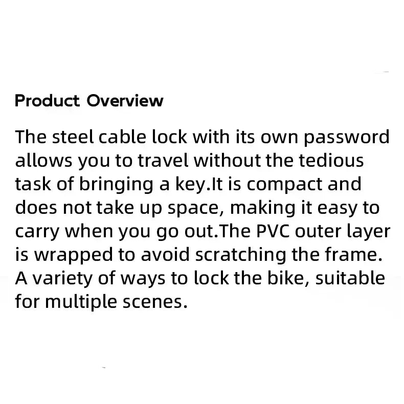 Rockbros 4-Digit Combination Steel Cable Bicycle Lock