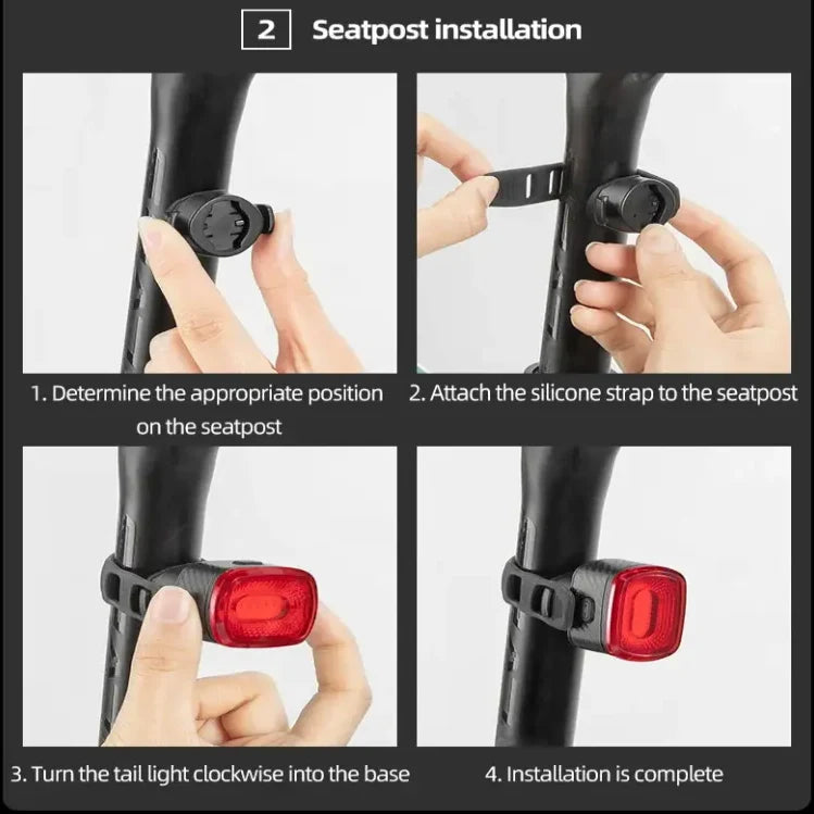 Smart Bicycle Rear Light with Auto Brake Sensing (IPX6 Waterproof)