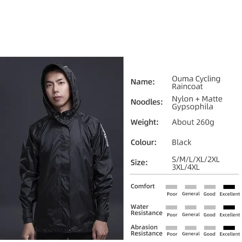 Waterproof Cycling Raincoat, Breathable Windproof Reflective