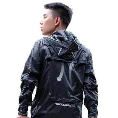 Waterproof Cycling Raincoat, Breathable Windproof Reflective