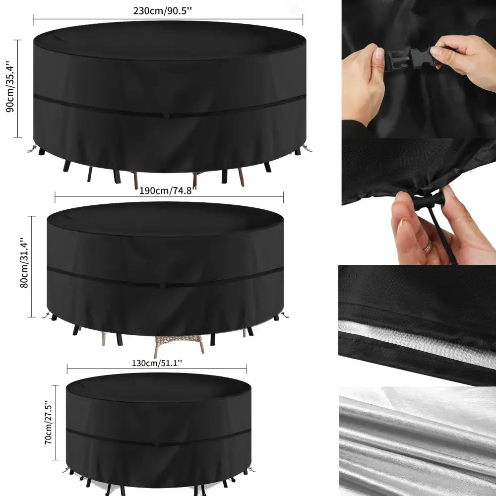 Round Waterproof Patio Furniture Cover – Anti-UV, Windproof (different sizes available)