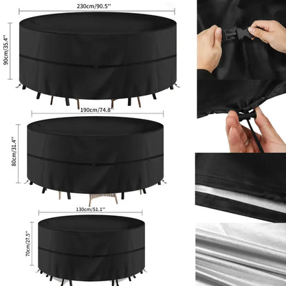 Round Waterproof Patio Furniture Cover – Anti-UV, Windproof (different sizes available)