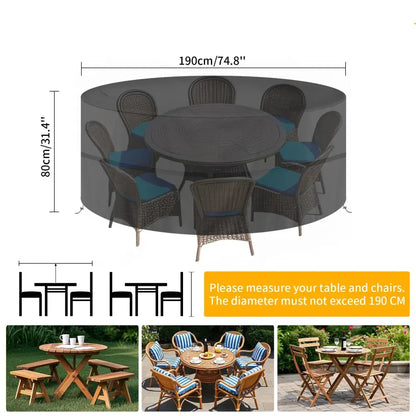 Round Waterproof Patio Furniture Cover – Anti-UV, Windproof (different sizes available)