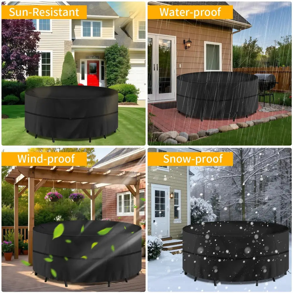 Round Waterproof Patio Furniture Cover – Anti-UV, Windproof (different sizes available)