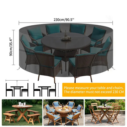 Round Waterproof Patio Furniture Cover – Anti-UV, Windproof (different sizes available)