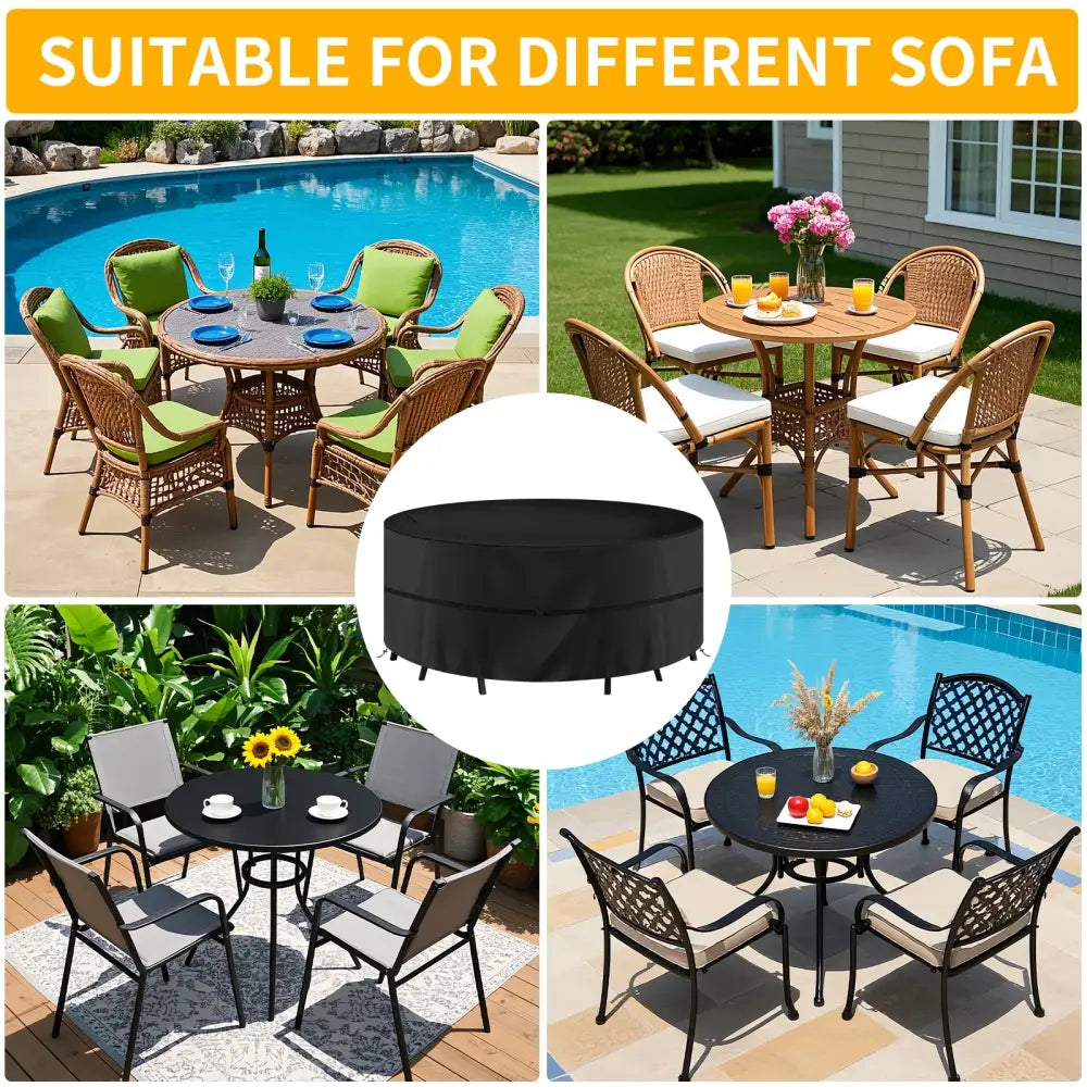 Round Waterproof Patio Furniture Cover – Anti-UV, Windproof (different sizes available)