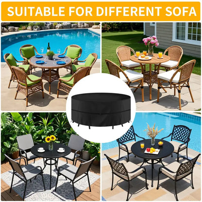 Round Waterproof Patio Furniture Cover – Anti-UV, Windproof (different sizes available)
