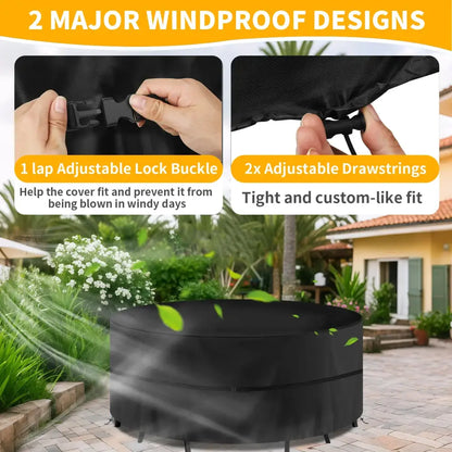 Round Waterproof Patio Furniture Cover – Anti-UV, Windproof (different sizes available)