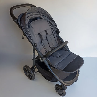 Newborn Pram – Poplar Stroller with Carrycot, Car Seat and ISOFIX Base (Grey)