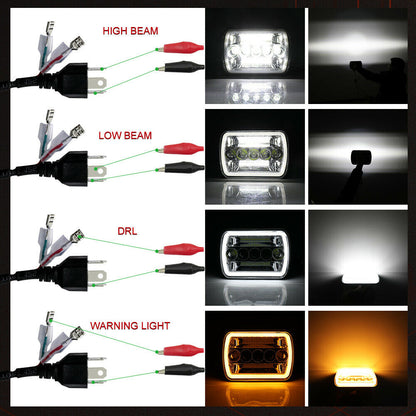 5x7" 7x6" Inch LED Headlights Hi/Lo Beam DRL For Toyota Hilux Jeep Truck 1 Pair