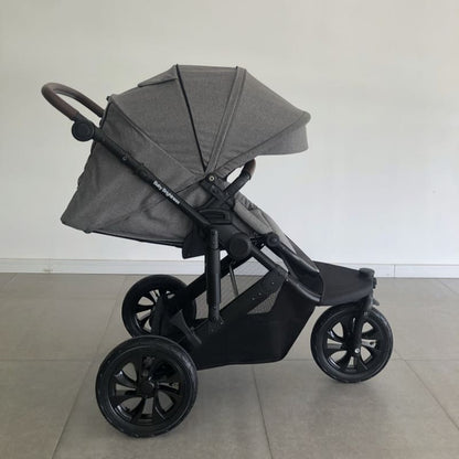 Newborn Pram – EasyGo 1+ Three Wheel Stroller with Carrycot and Car Seat (Grey)