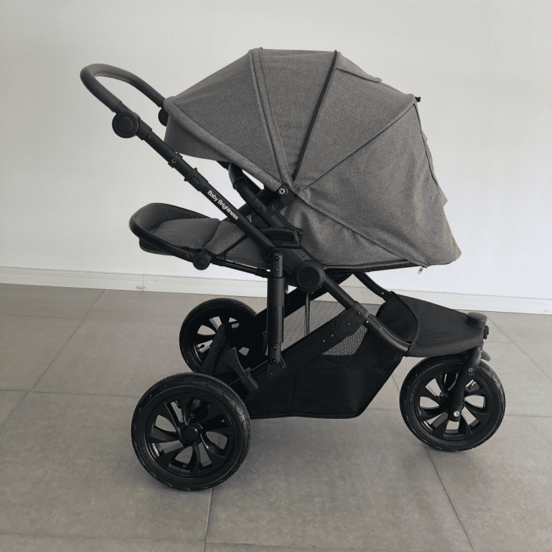 Newborn Pram – EasyGo 1+ Three Wheel Stroller with Carrycot and Car Seat (Grey)