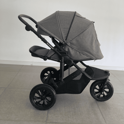 Newborn Pram – EasyGo 1+ Three Wheel Stroller with Carrycot and Car Seat (Grey)