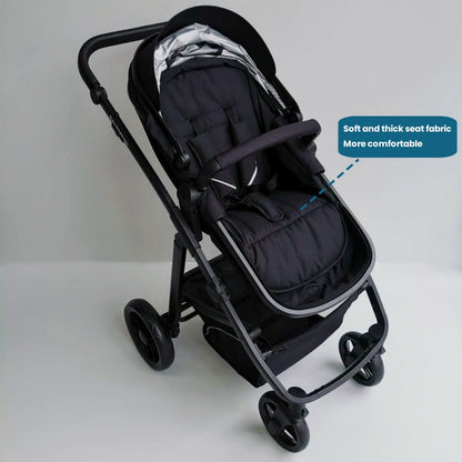 Newborn Pram – Palms Stroller with Bassinet and Car Seat (Black)