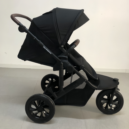 Newborn Pram – EasyGo 1+ Three Wheel Stroller with Carrycot, Car Seat and Rotating ISOFIX Base (Black)