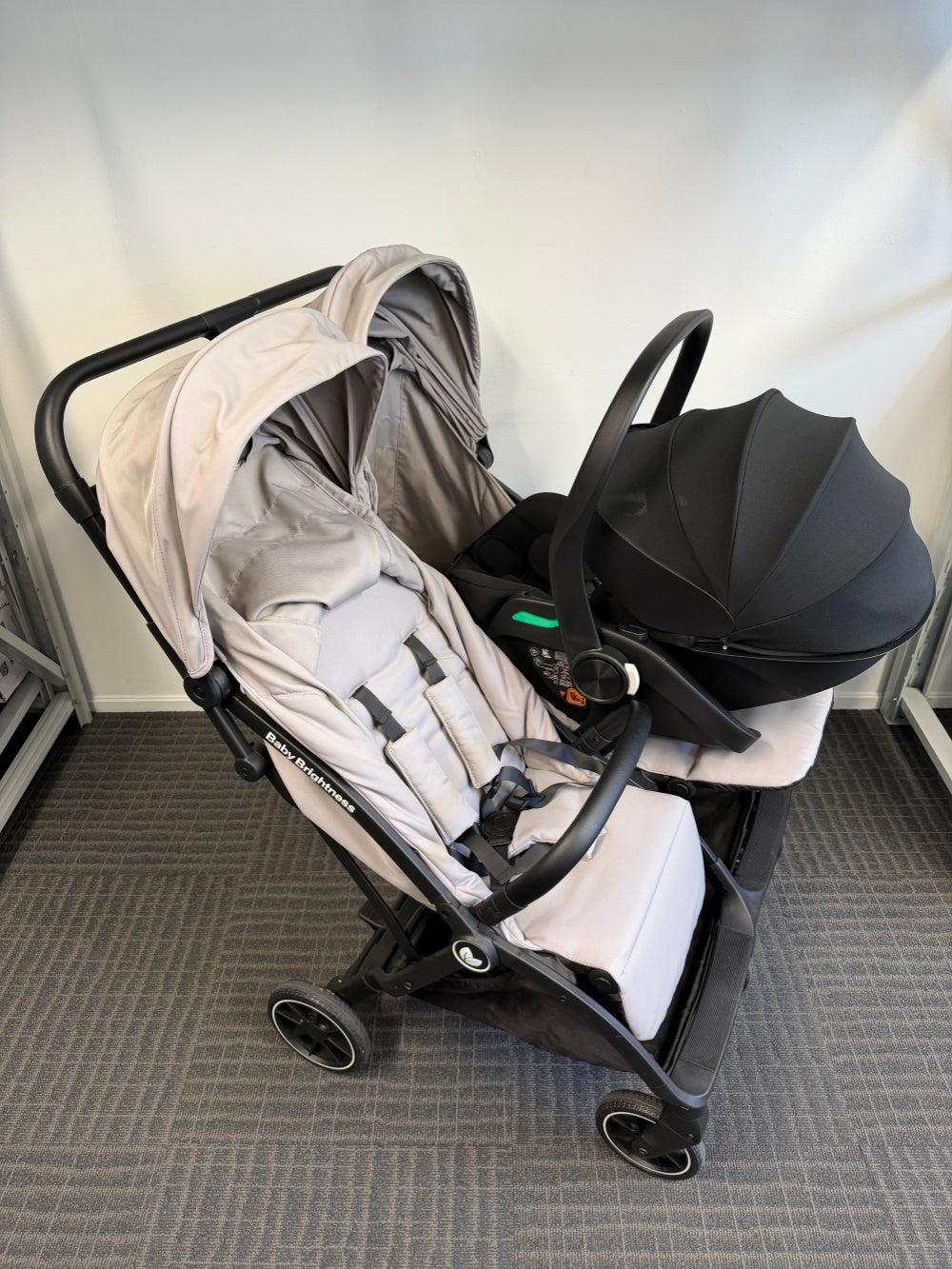 Double Pram – FlexGo Duo with Reclining Infant Capsule (Black) - image 19