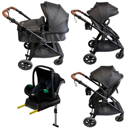 Pre-order Skyra 2-in-1 Newborn Pram & Bassinet Stroller with Car Seat and ISOFIX Base (Black)