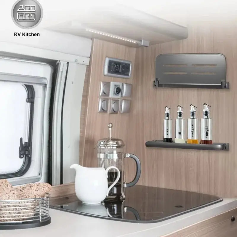 RV Wall-Mount Foldable Aluminum Storage Shelves