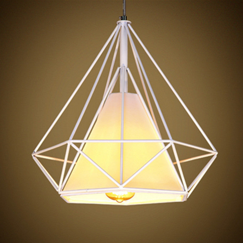 38CM Pendant Hanging Light Lampshade Metal Diamond White - salelink.co.nz