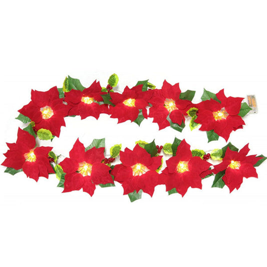 10LED Christmas Red Flower Tree Light Xmas Light String Lights