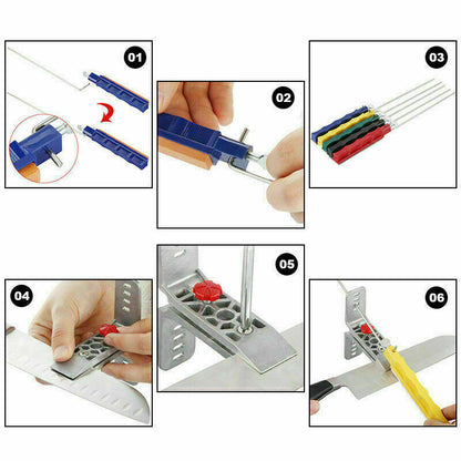 Professional Wide Kitchen Knife Sharpener Fix-angle Sharpening System 5 Stone