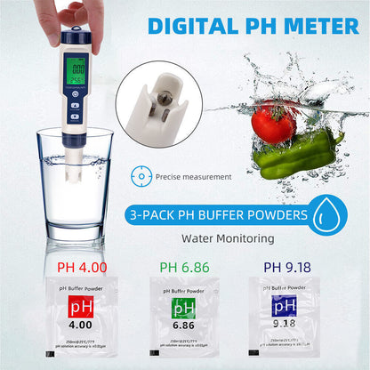 5 in 1 Pen Meter PH EC TDS Salinity Temp LCD Digital Water Quality Monitor Test - salelink.co.nz