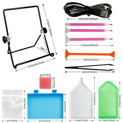 5D Diamond Painting Tools DIY Art Craft + LED Pad Light Board With Stand Holder