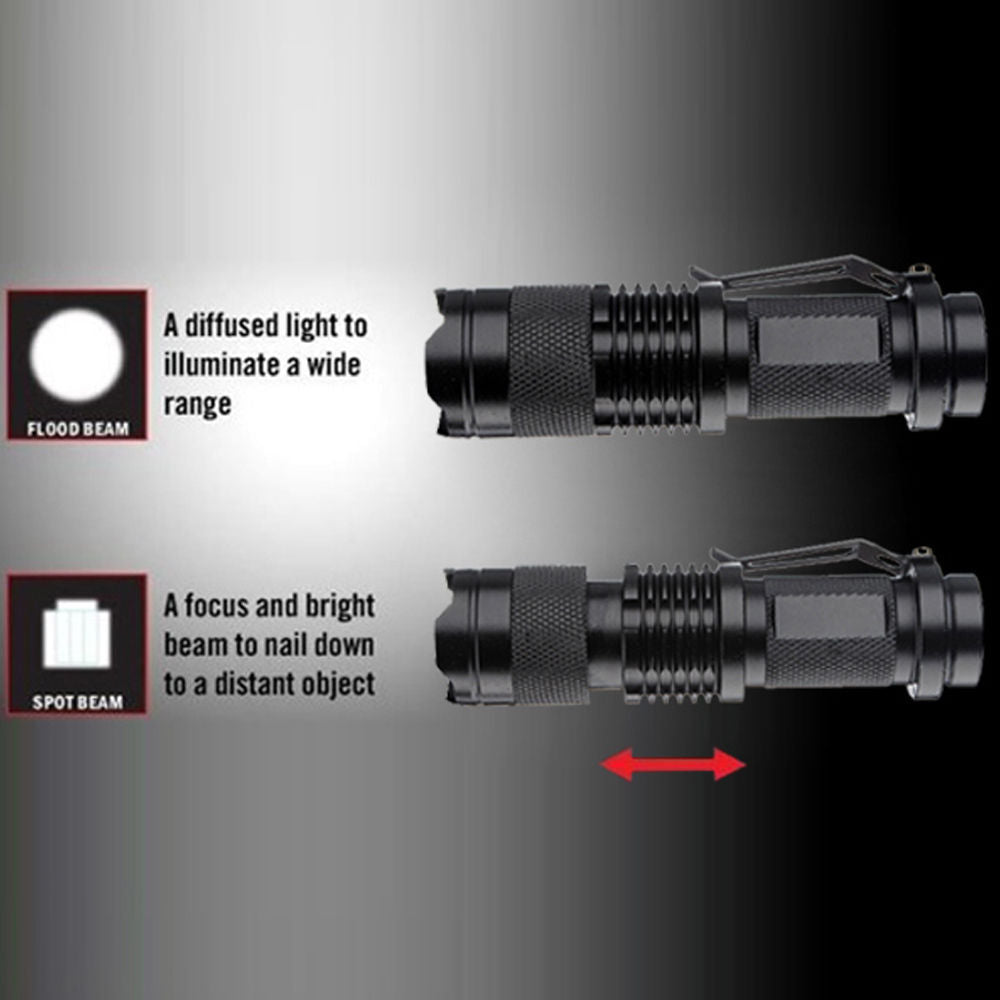 CREE Q5 LED Zoomable Focus Bright Flashlight Torch 220LM Light - salelink.co.nz