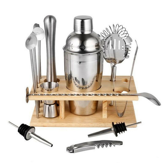 14pcs Cocktail Shaker Set Maker Mixer Martini Bar Home Party Bartender Kit Rack - salelink.co.nz